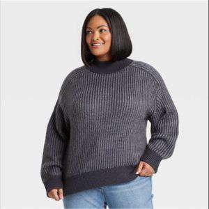 AVA & VIV Women's Charcoal Mock Turtleneck Pullover Sweater NWT